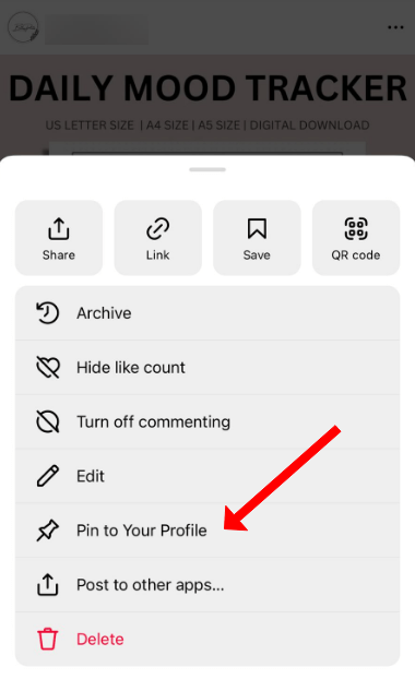 how to pin a post on instagram step 2
